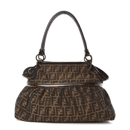 Fendi Zucca Patent Large Chef Shopper Tote Tobacco 1 of 10