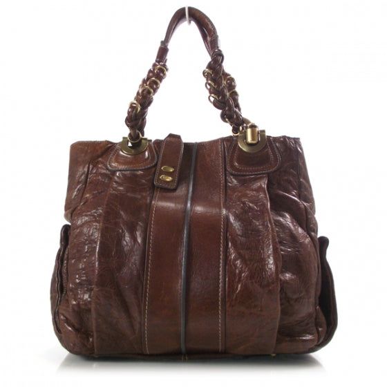 Leather Large Heloise Satchel Brown