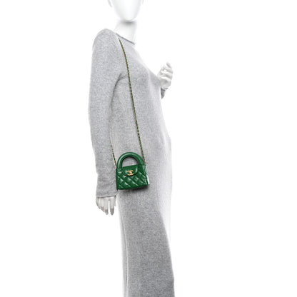 Chanel Shiny Aged Calfskin Quilted Mini Nano Kelly Shopper Green 2 of 12