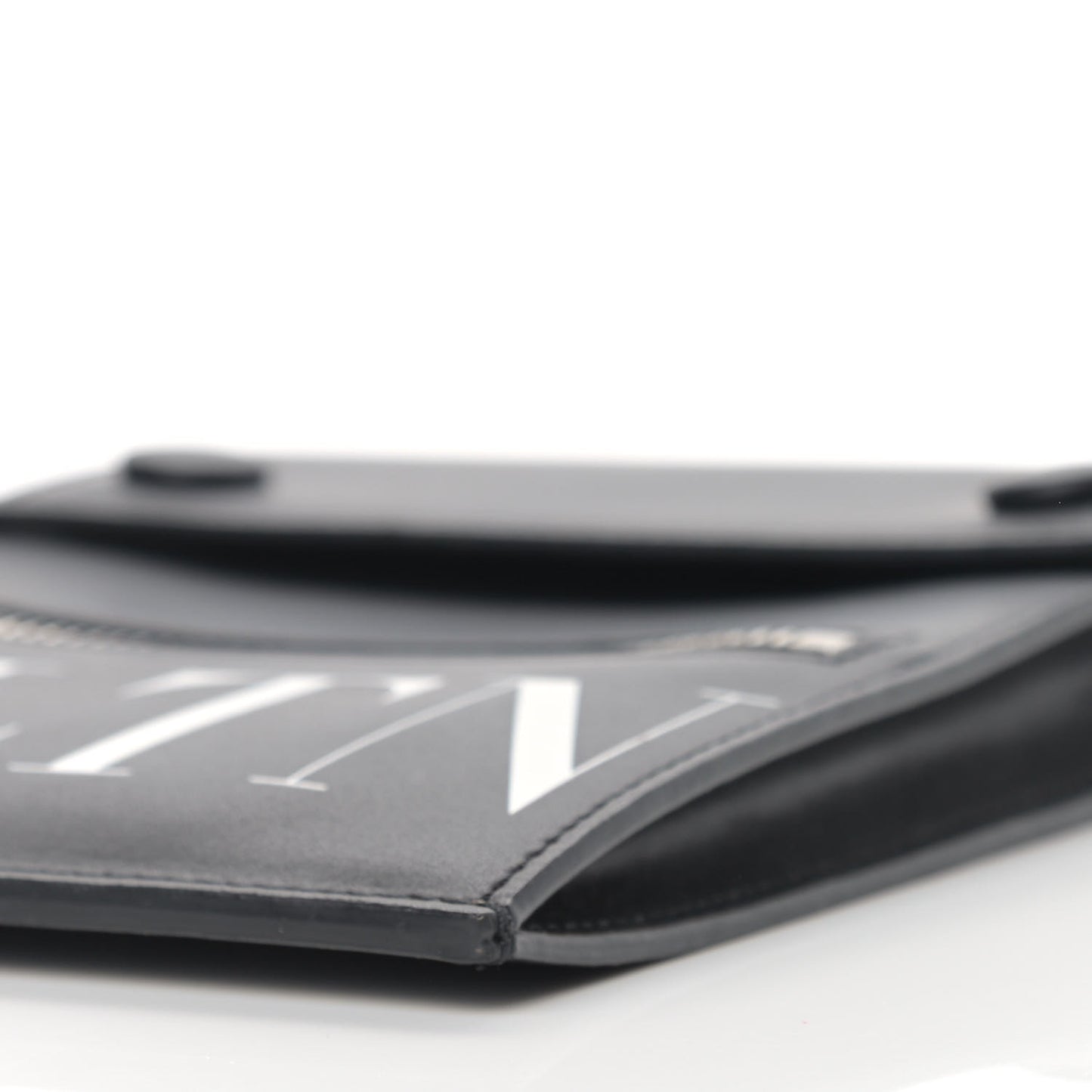 Calfskin VLTN Neck Strap Wallet Black