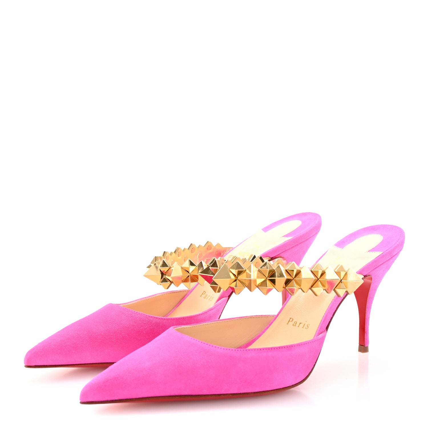 Christian Louboutin Veau Velours Specchio Planet Choc 80 Mule 38.5 Diva Pink 4 of 9