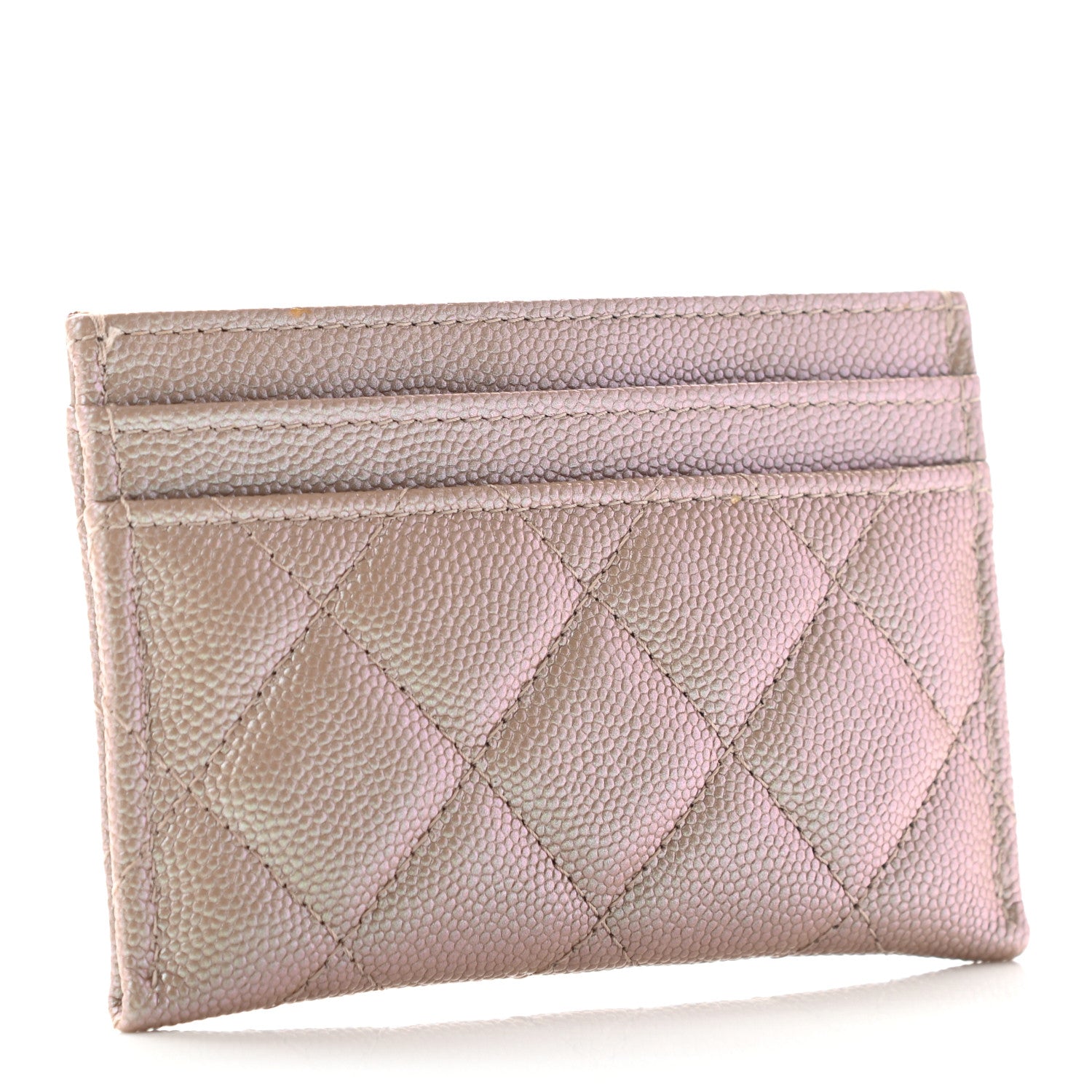 Chanel Iridescent Caviar Quilted Card Holder Beige 3 of 8