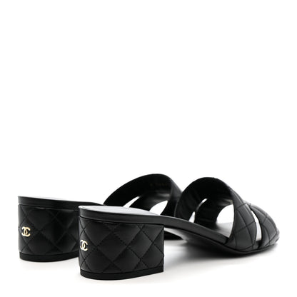 Chanel Lambskin Quilted CC Mules Sandals 39 Black 5 of 10