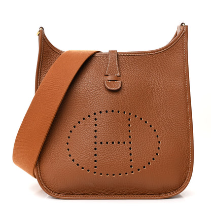 Hermes Taurillon Clemence Evelyne III PM Gold 1 of 11