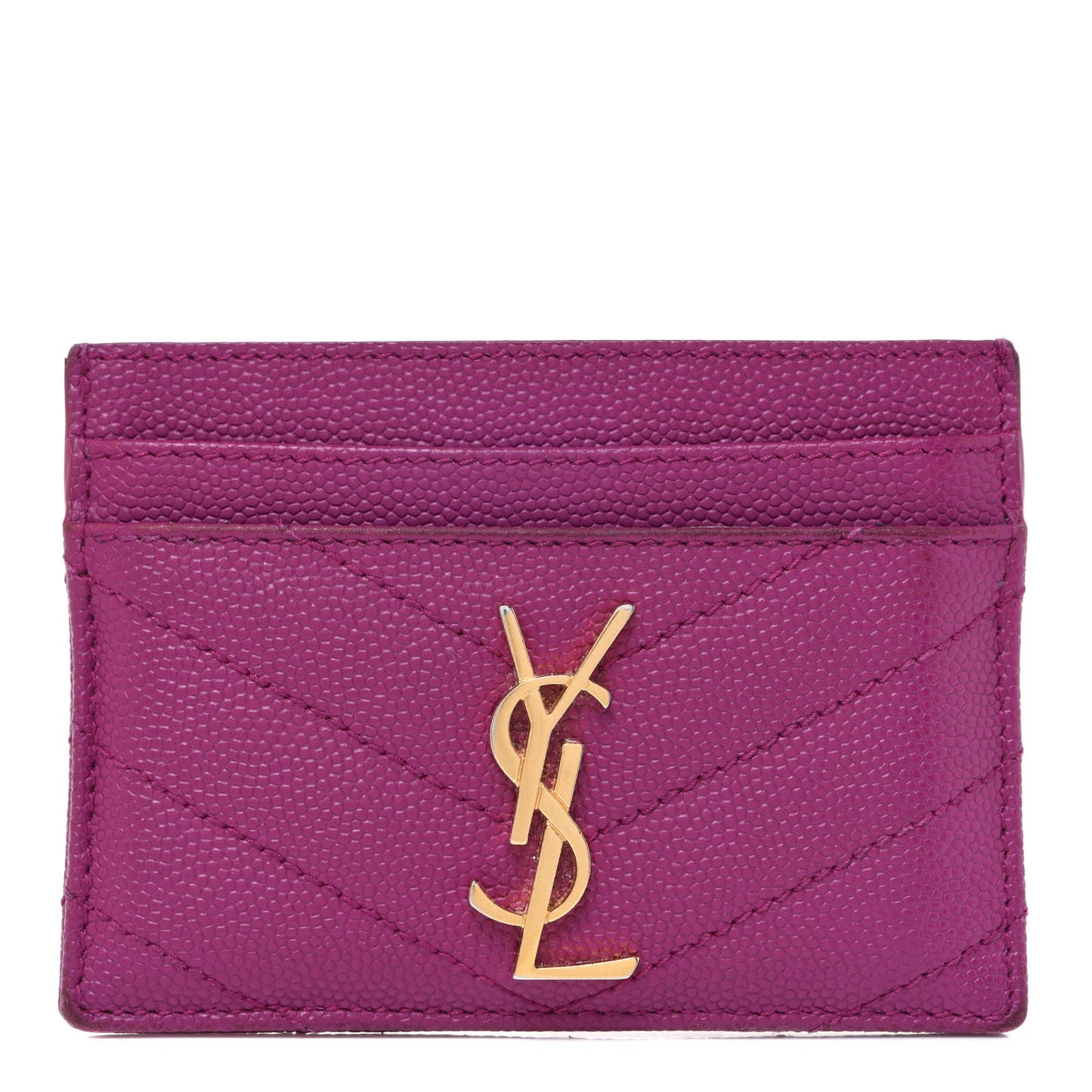Grain De Poudre Matelasse Chevron Monogram Credit Card Case Dark Grape