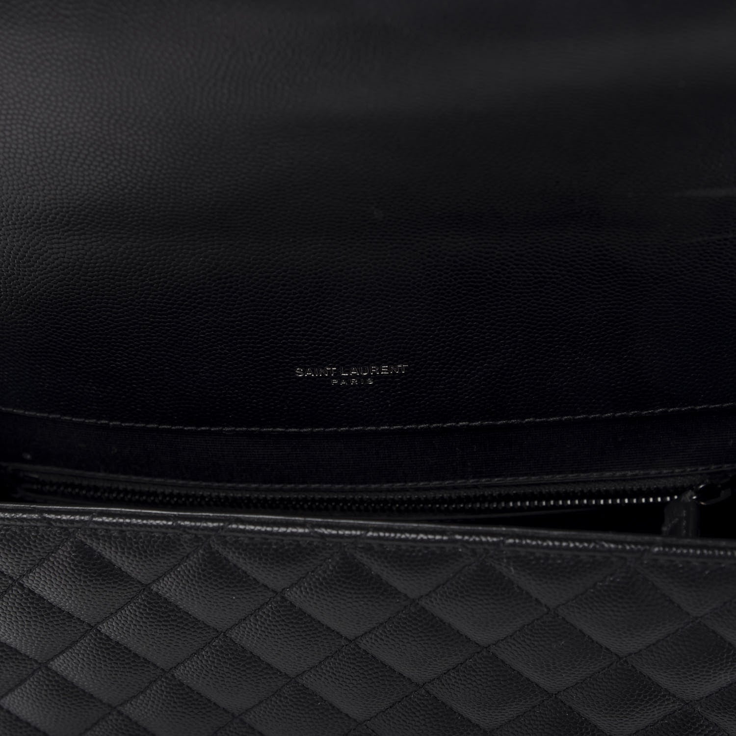 Saint Laurent Grain De Poudre Textured Mixed Matelasse Large Triquilt Monogram Monochrome Satchel Black 9 of 13