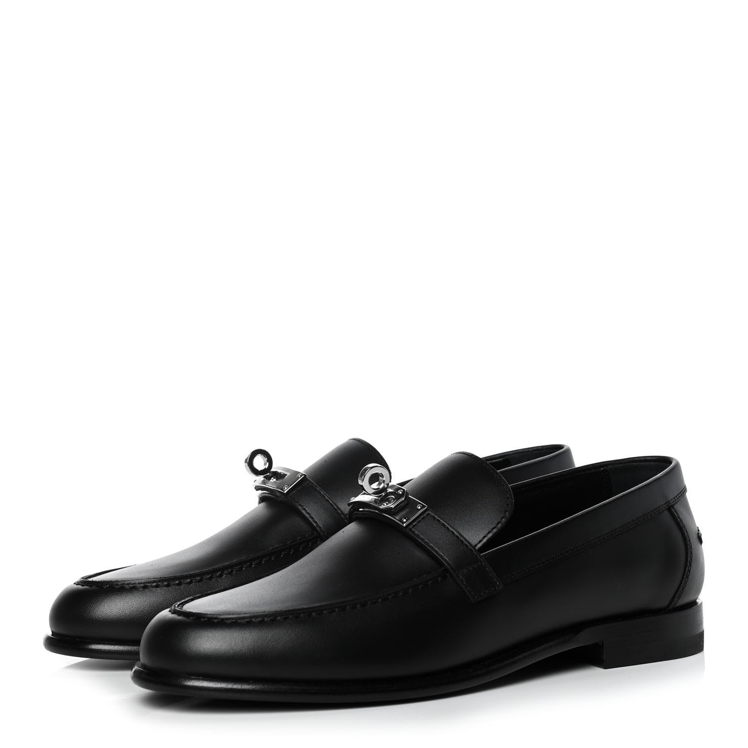 Hermes Calfskin Womens Destin Loafers 36 Black 3 of 10