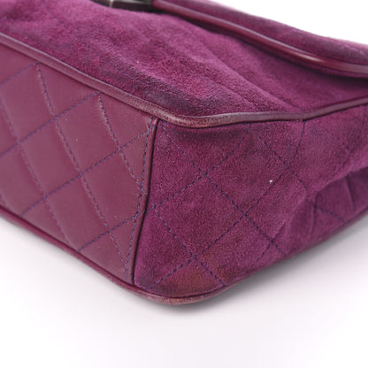 Chanel Suede Lambskin Scallop Quilted Medium Pagoda Flap Purple 7 of 10