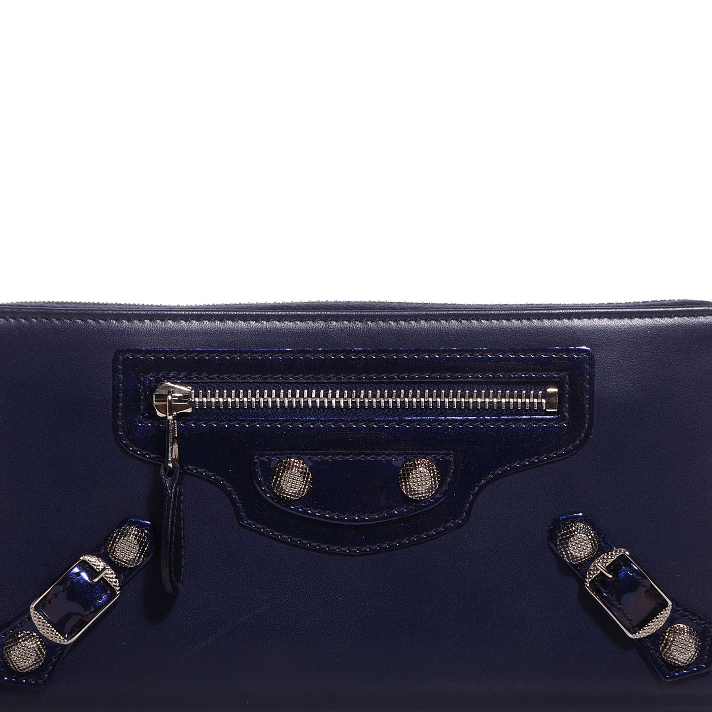 Smooth Calfskin Metallic Patent Giant 12 Silver Hardware Continental Zip Around Wallet Ultraviolet