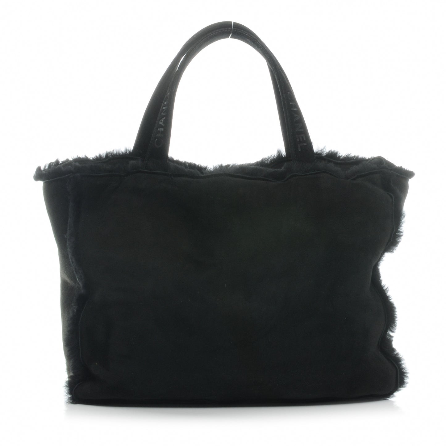 Suede Shearling Fur Handbag Black
