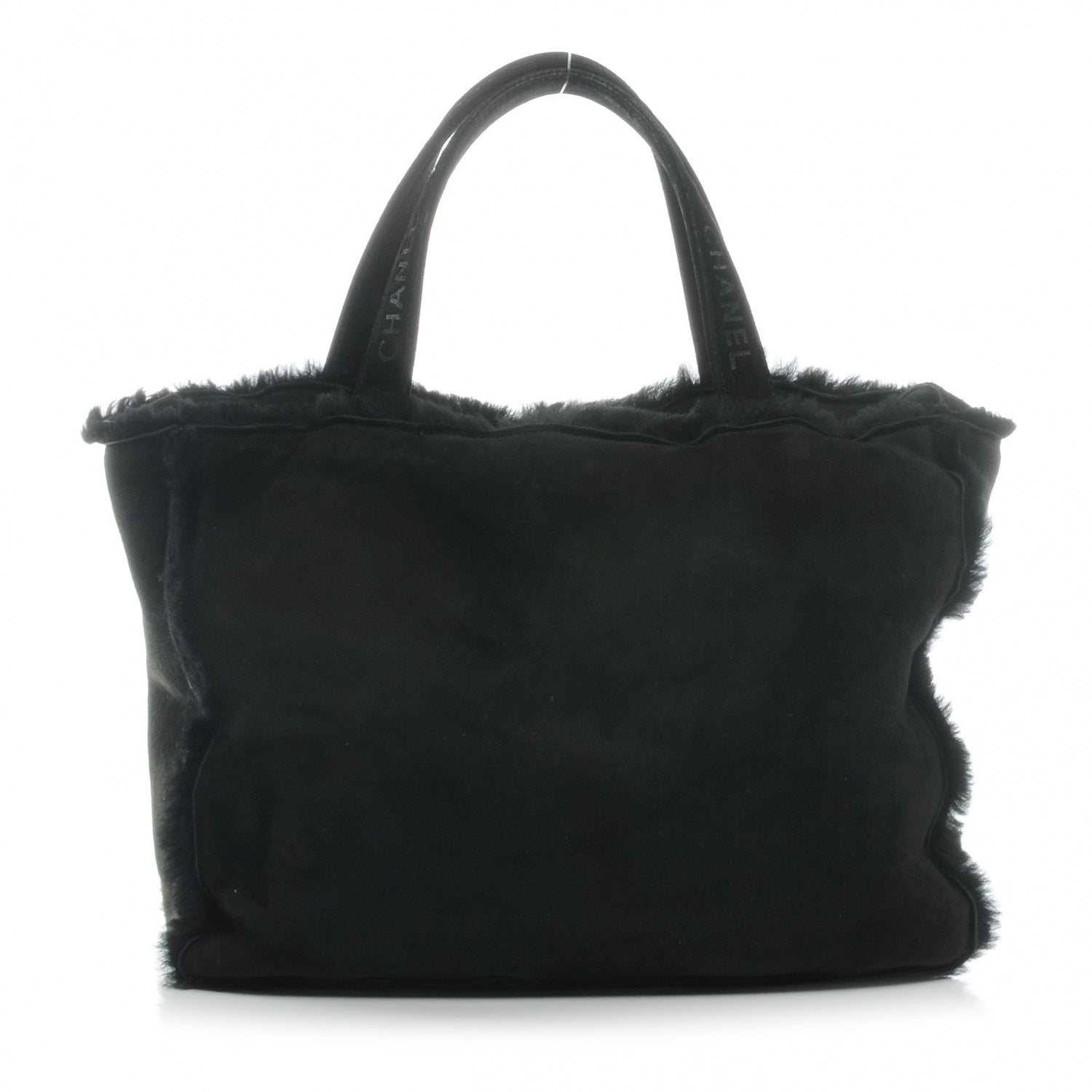 Chanel Suede Shearling Fur Handbag Black 1 of 7