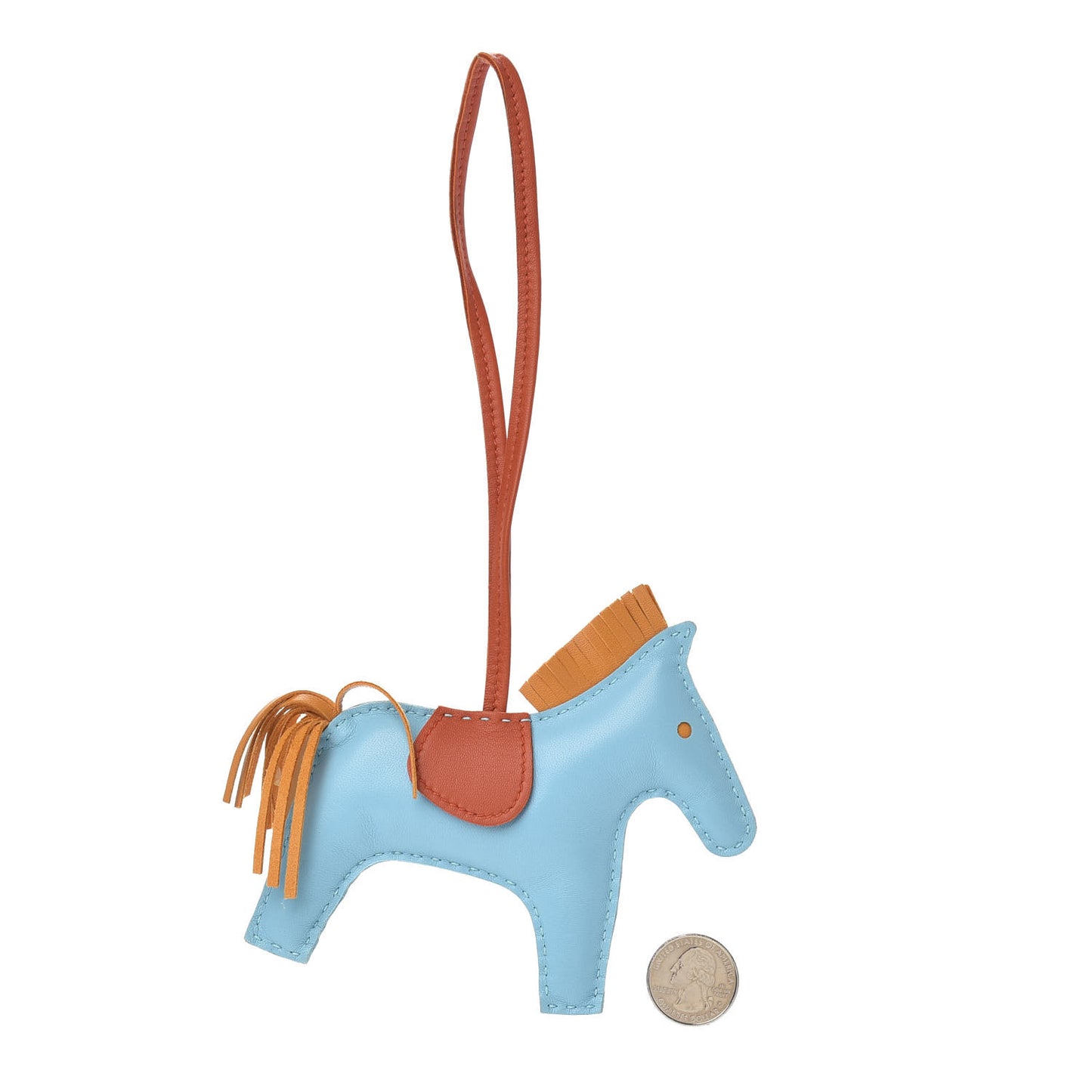 Milo Lambskin Grigri Rodeo Horse Bag Charm MM Celeste Naturel Bouton D'Or Cornaline