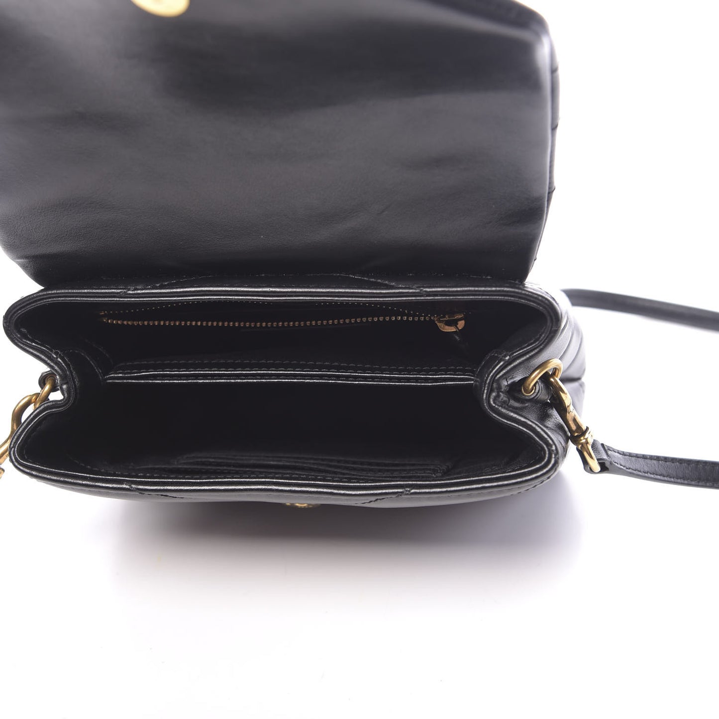 Calfskin Y Quilted Monogram Toy Loulou Crossbody Bag Black