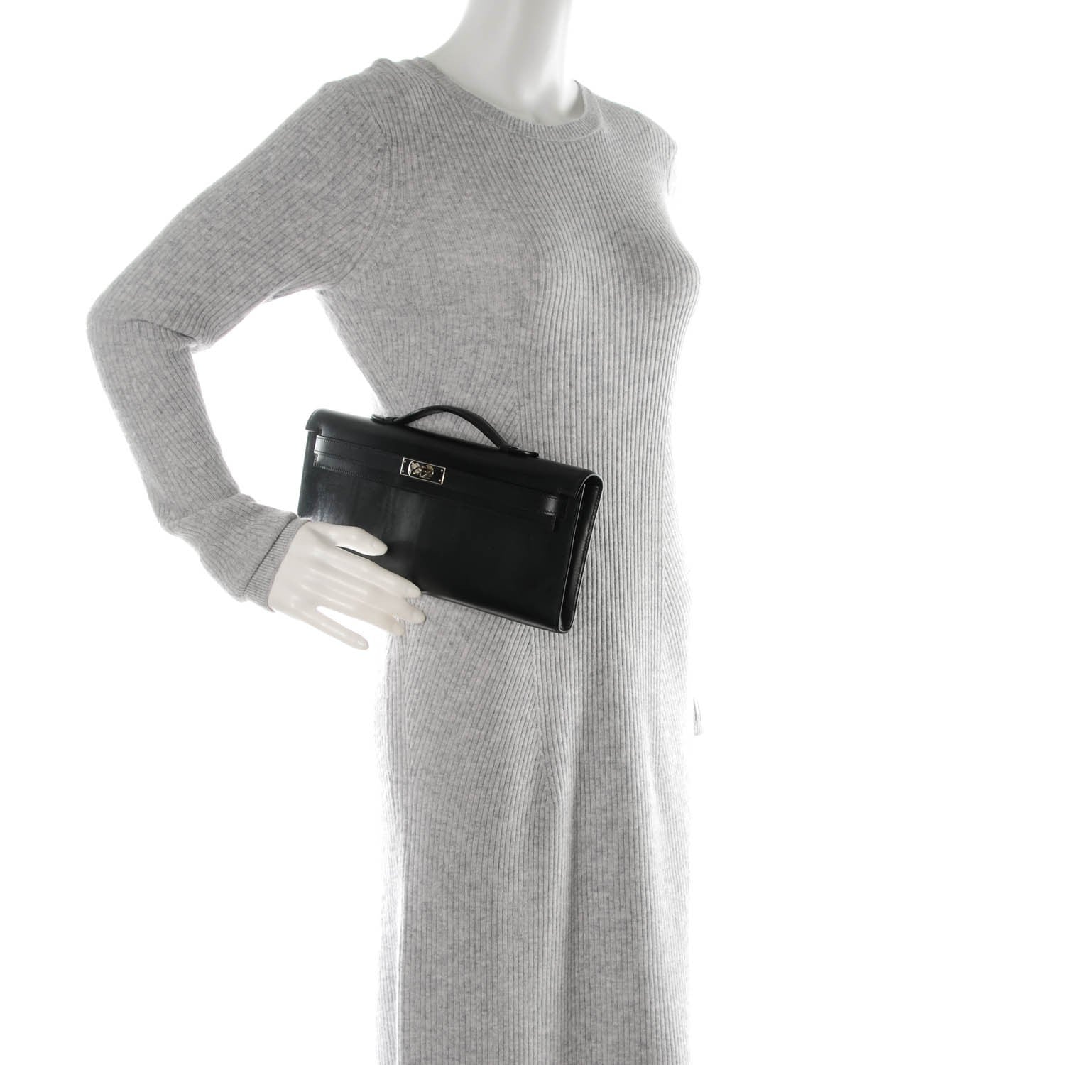 Hermes Box Kelly Cut Clutch Black 2 of 13