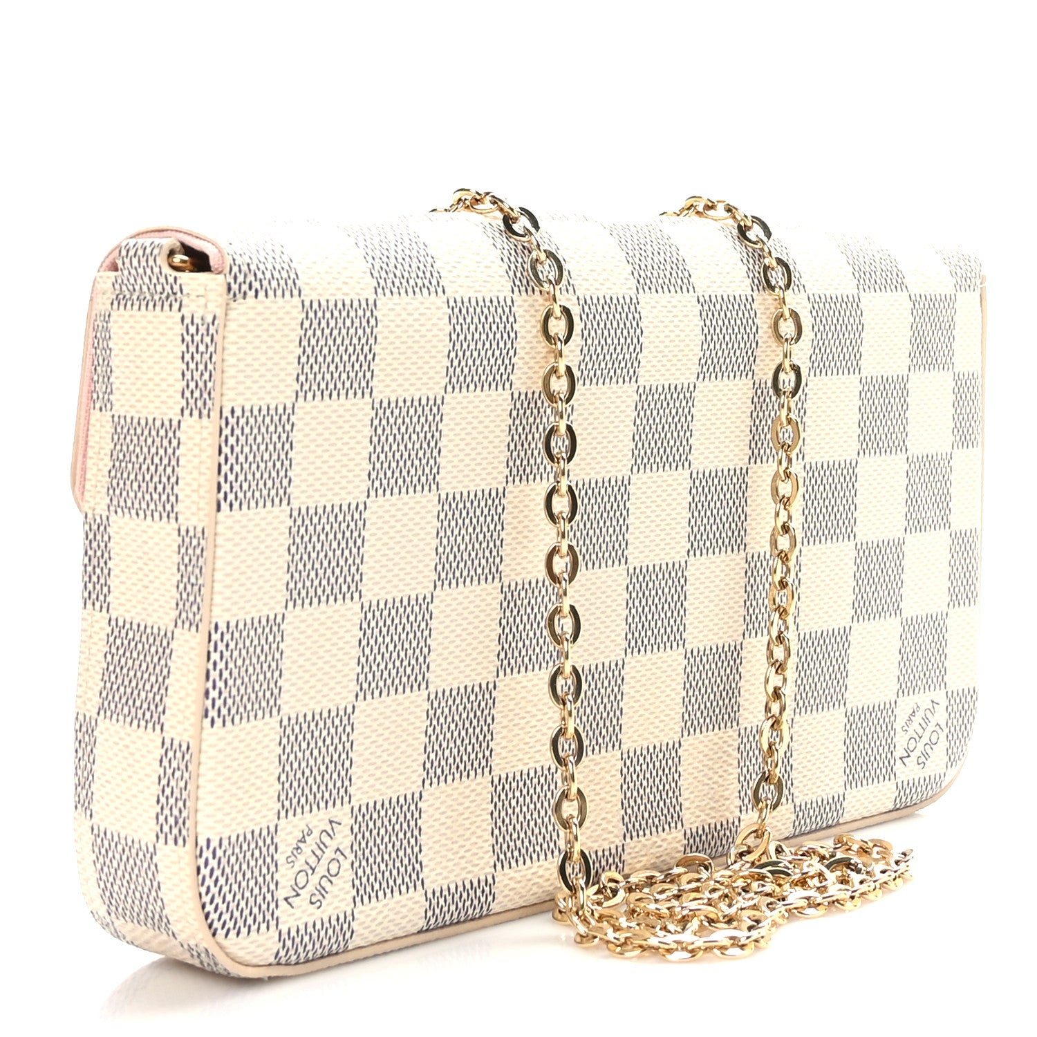 Louis Vuitton Damier Azur Pochette Felicie Chain Wallet Rose Ballerine 2 of 8