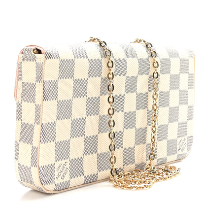 Louis Vuitton Damier Azur Pochette Felicie Chain Wallet Rose Ballerine 2 of 8