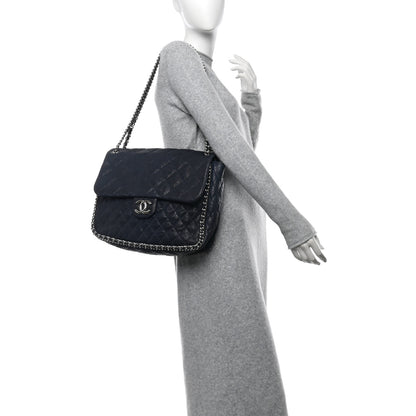 Chanel Washed Lambskin Quilted Maxi Chain Around Flap Navy 3 of 14