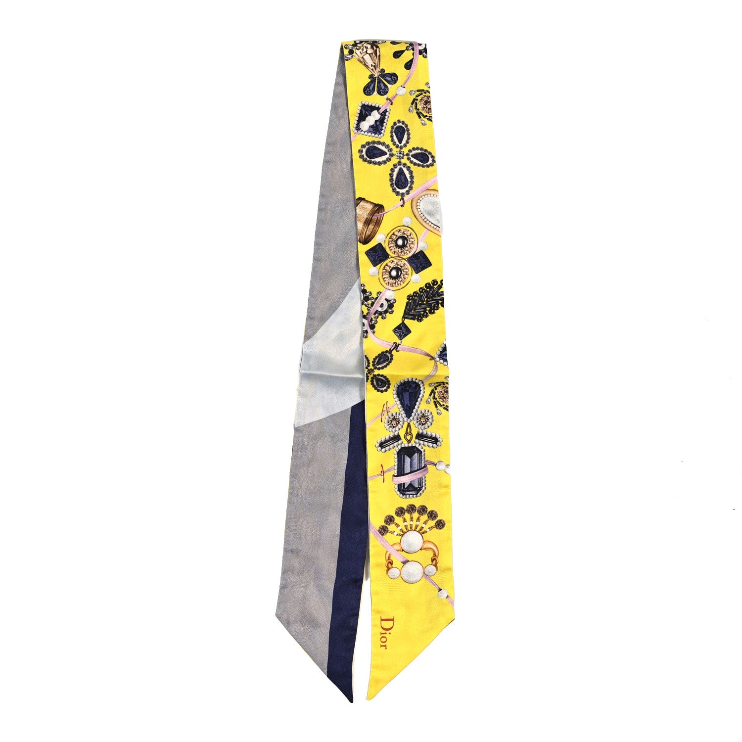 Christian Dior Silk Jewel Mitzah Scarf Yellow 2 of 3