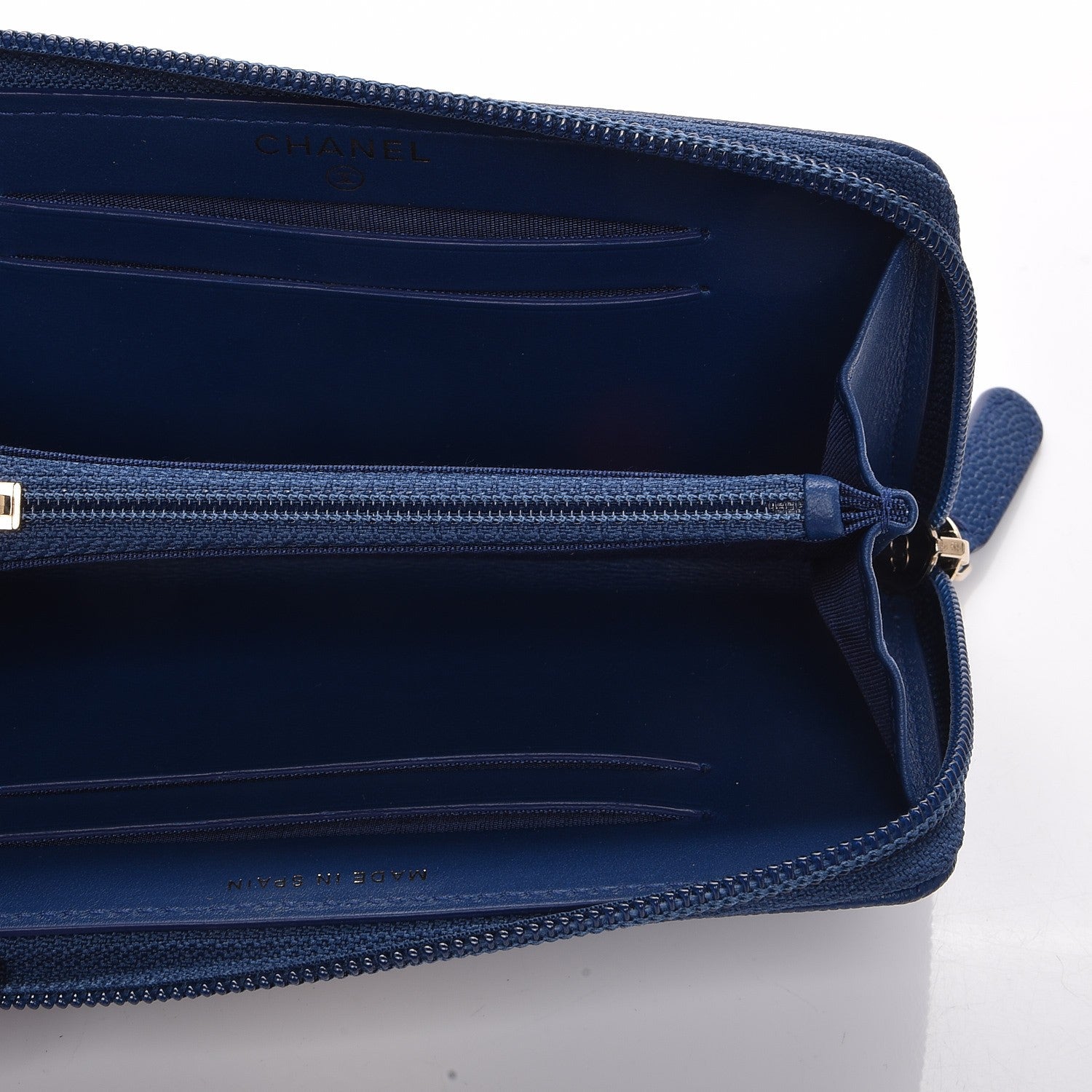 Chanel Caviar Quilted Small Boy Zip Around Wallet Dark Blue 5 of 9