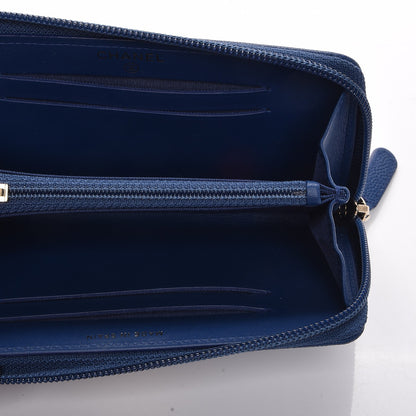 Chanel Caviar Quilted Small Boy Zip Around Wallet Dark Blue 5 of 9