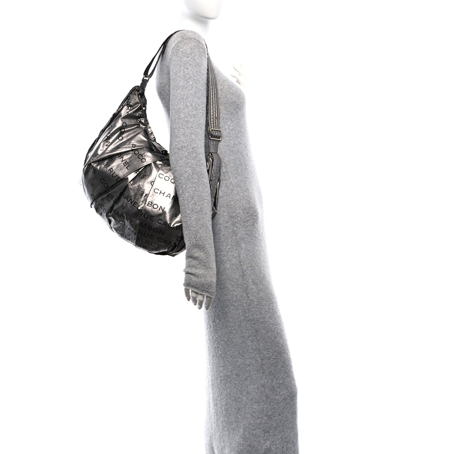 Metallic Coated Canvas Unlimited Ligne Shoulder Bag Silver