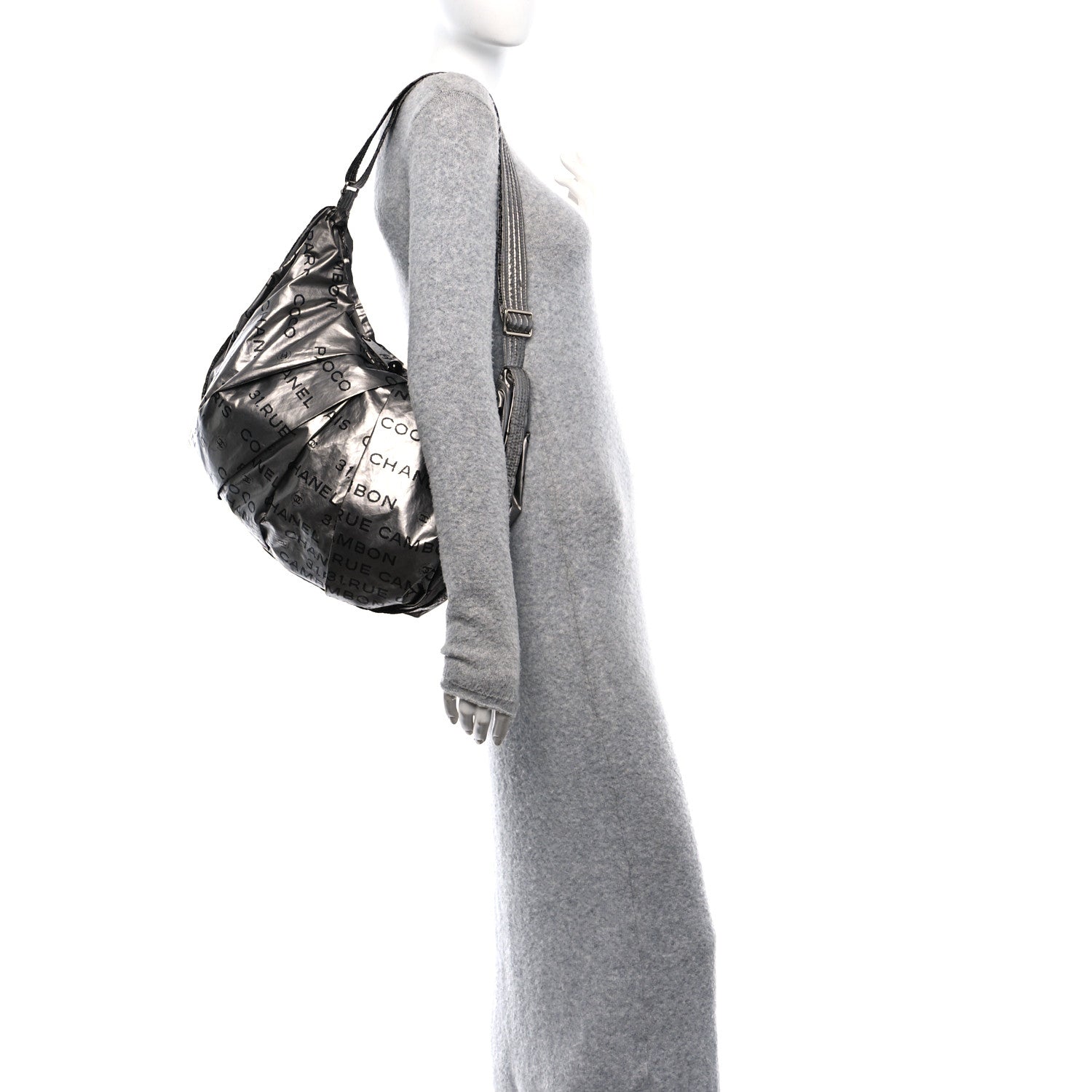 Chanel Metallic Coated Canvas Unlimited Ligne Shoulder Bag Silver 3 of 12