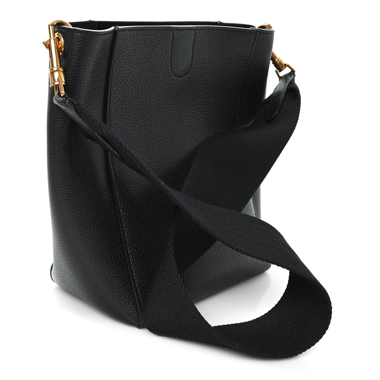 Celine Soft Grained Calfskin Small Sangle Bucket Bag Black 3 of 10