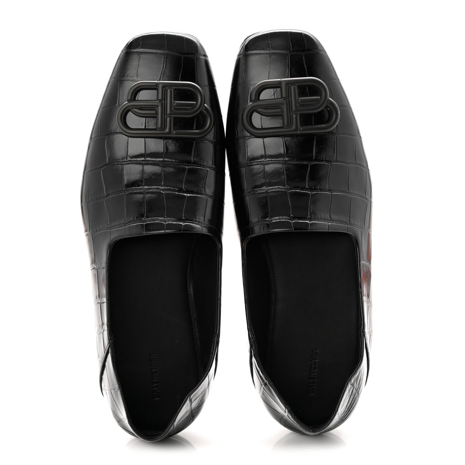 Balenciaga Calfskin Crocodile Embossed Cozy BB Loafer 39 Black 2 of 9
