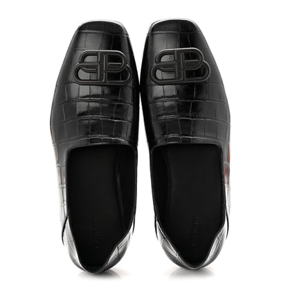 Balenciaga Calfskin Crocodile Embossed Cozy BB Loafer 39 Black 2 of 9