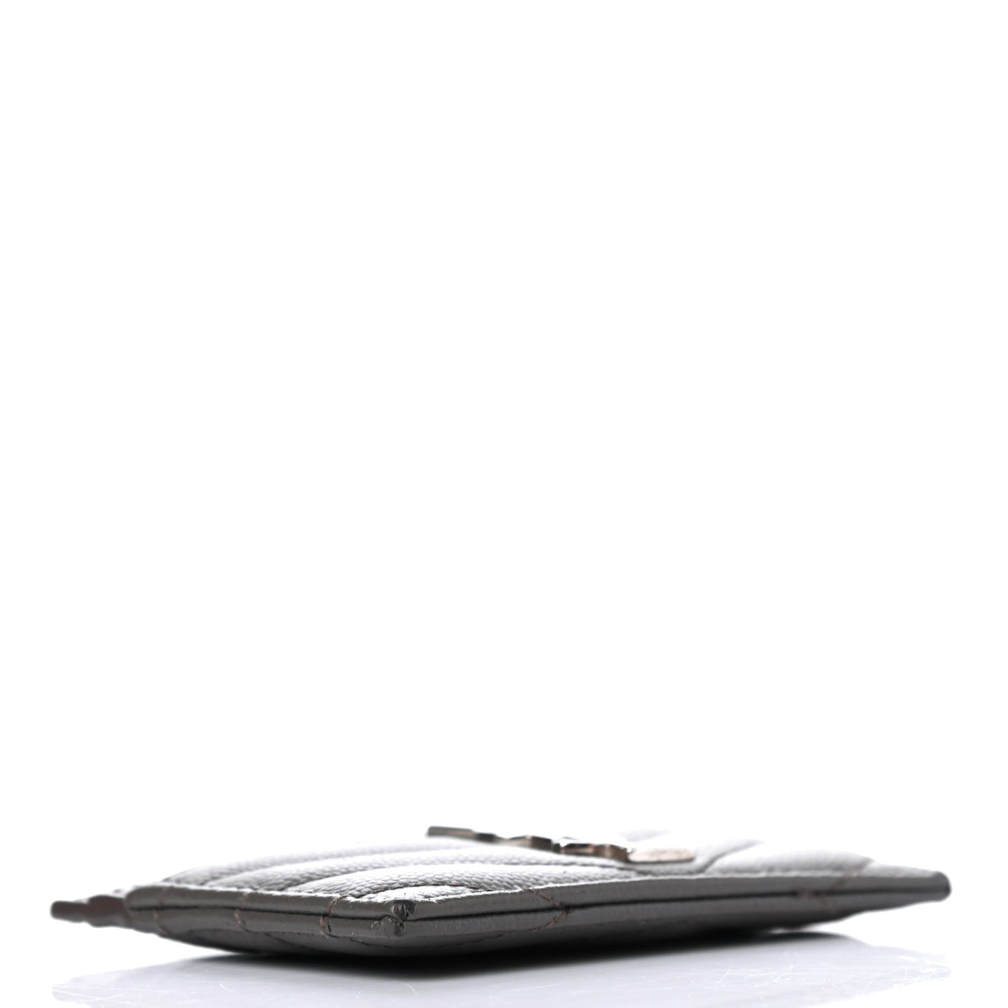Grain De Poudre Matelasse Chevron Monogram Credit Card Case Coal