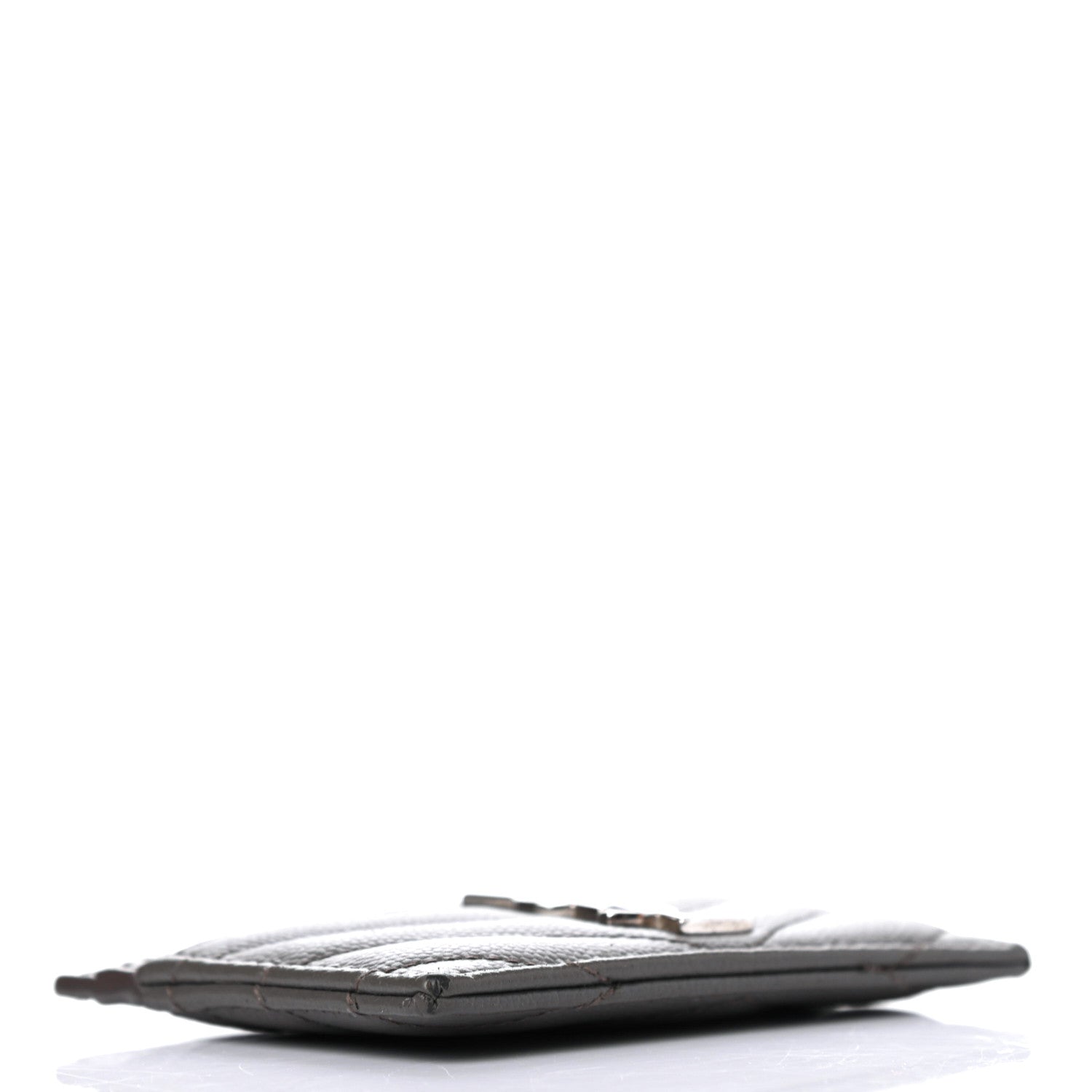 Saint Laurent Grain De Poudre Matelasse Chevron Monogram Credit Card Case Coal 3 of 4