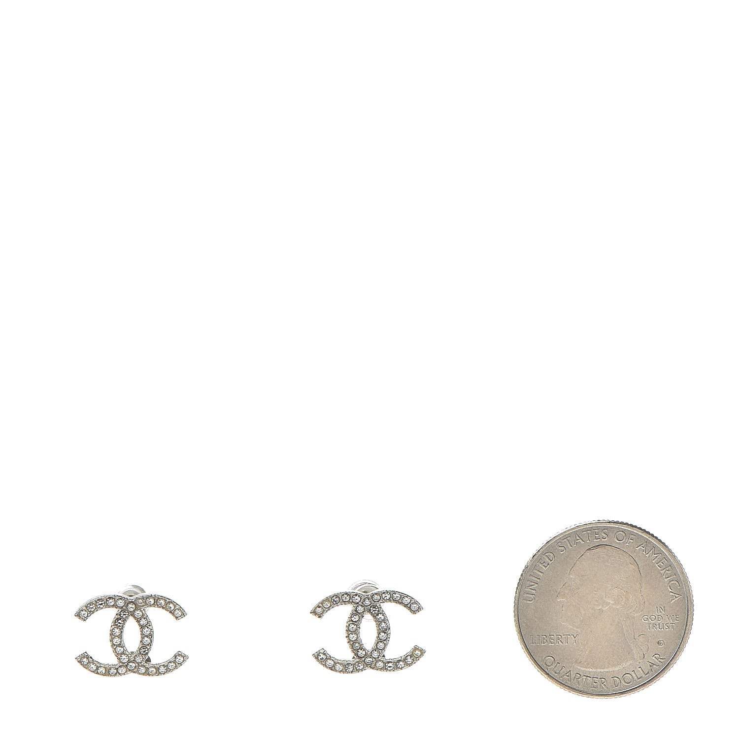 Chanel Crystal CC Earrings Silver 2 of 4