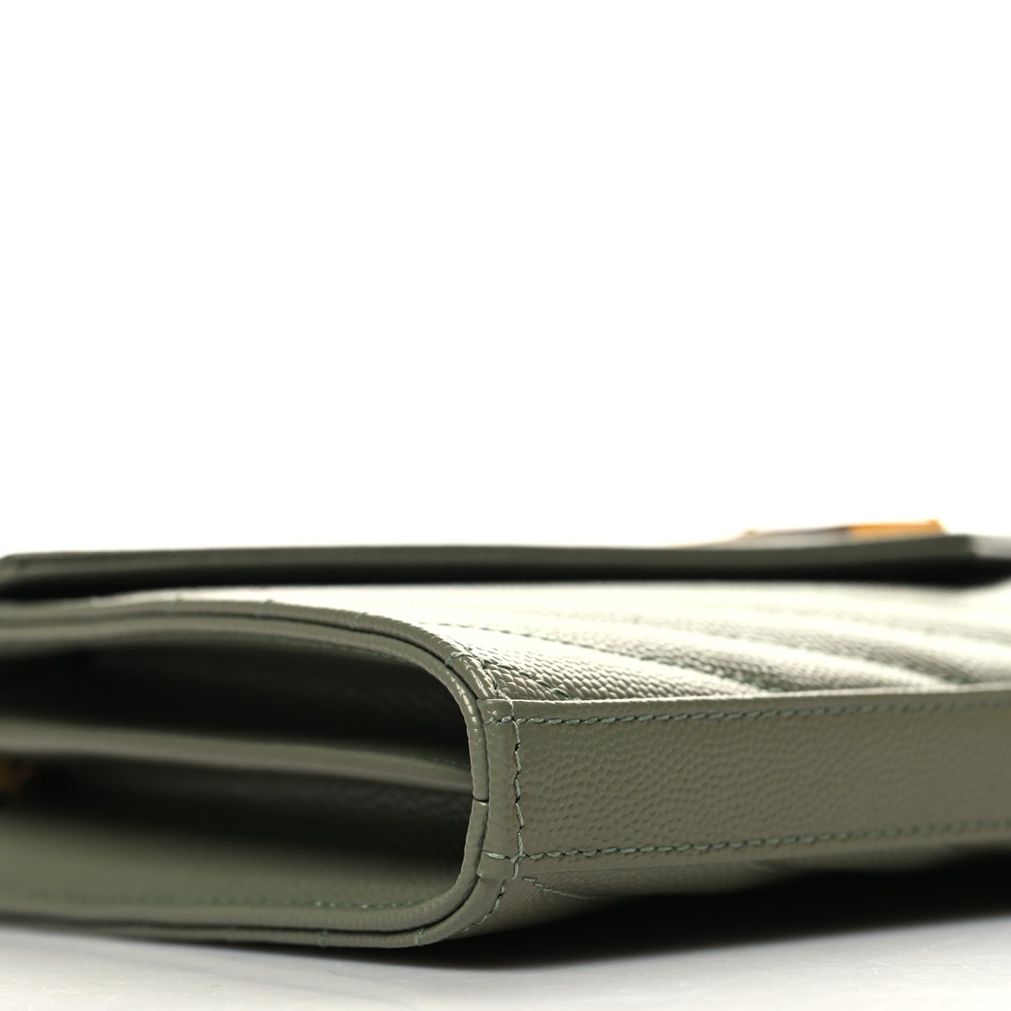Grain De Poudre Matelasse Chevron Monogram Chain Wallet Light Sage