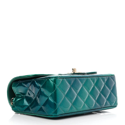 Chanel Shaded Patent Calfskin Quilted Mini Rectangular Flap Green Blue 4 of 11