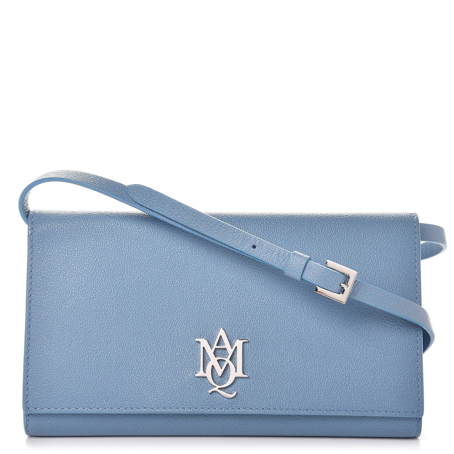 Alexander McQueen Calfskin Insignia Pouch with Strap Blue 1 of 9
