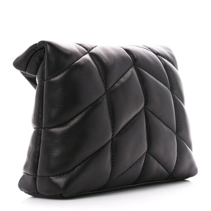Saint Laurent Lambskin Monogram Loulou Puffer Pouch Clutch Black 3 of 11