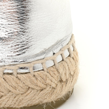 Chanel Laminated Goatskin CC Espadrilles 40 Silver 11 of 11