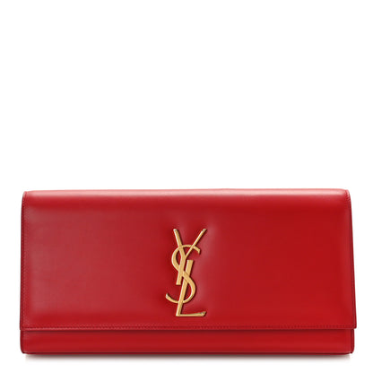 Saint Laurent Grain De Poudre Monogram Cassandre Clutch Rouge Orient 1 of 9