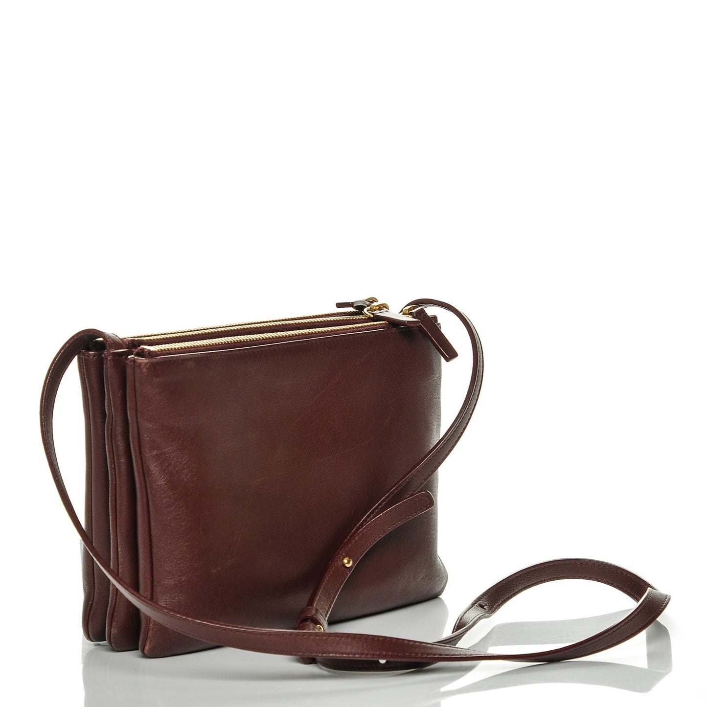 Smooth Lambskin Small Trio Crossbody Bag Burgundy