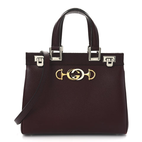 Grainy Calfskin Small Zumi Top Handle Bag Vintage Bordeaux