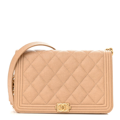 Chanel Caviar Quilted Boy Wallet On Chain WOC Dark Beige 1 of 11