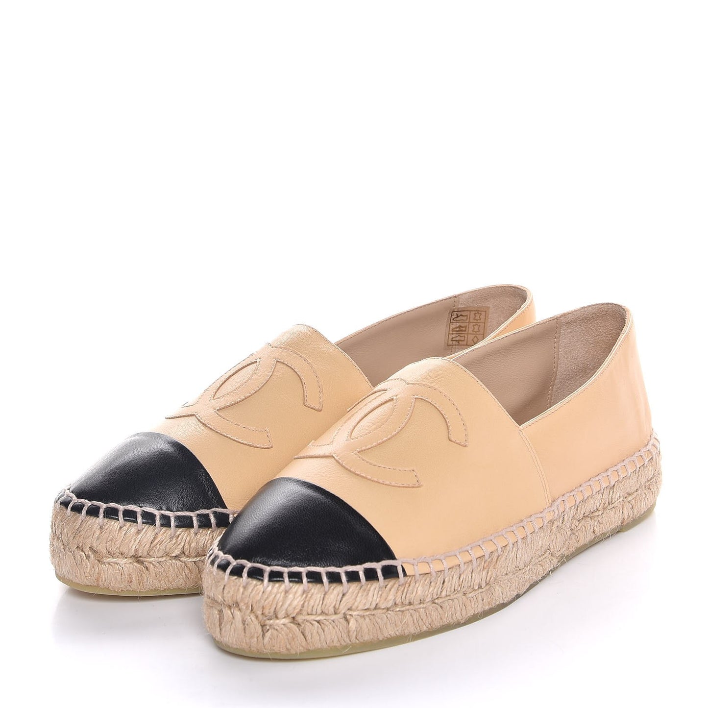 Lambskin CC Espadrilles 38 Beige Black