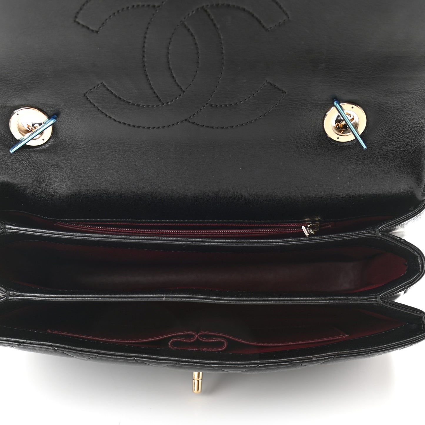 Lambskin Quilted Medium Trendy CC Flap Dual Handle Bag Black