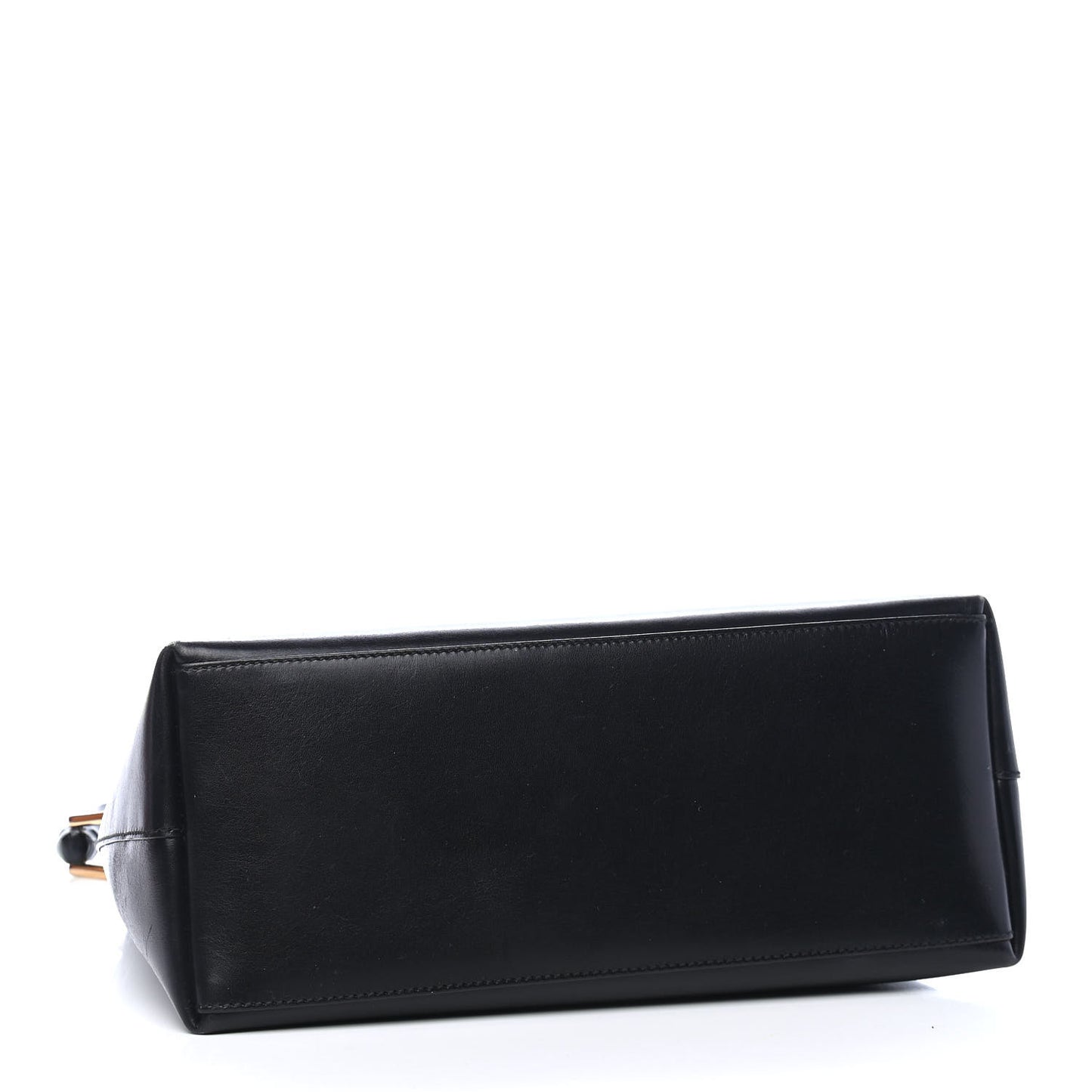 Smooth Calfskin Bamboo Handle Shoulder Bag Black