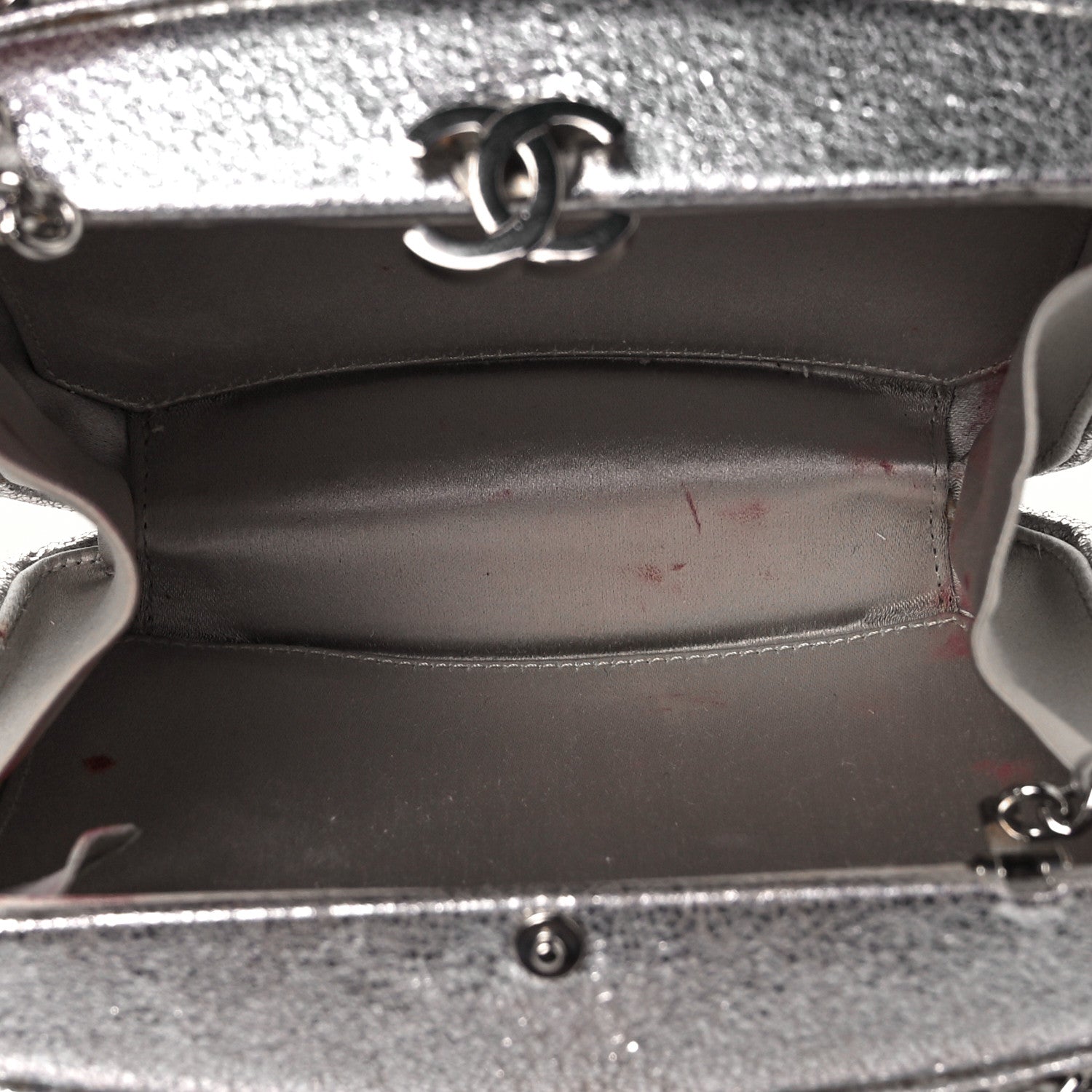 Chanel Metallic Lambskin Minaudiere Clutch Silver 4 of 10
