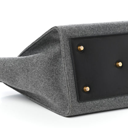Celine Felt Calfskin Medium Tie Knot Tote Grey Black 8 of 9