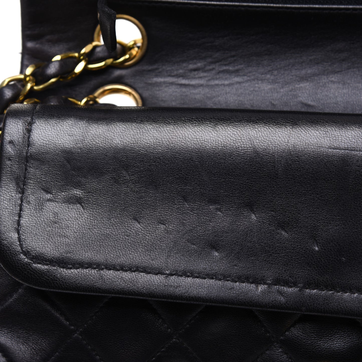 Lambskin Quilted Small Double Flap Black