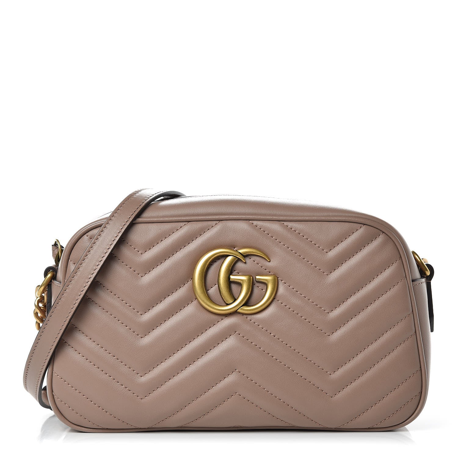 Gucci Calfskin Matelasse Small GG Marmont Chain Shoulder Bag Taupe 1 of 9