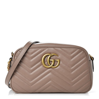 Gucci Calfskin Matelasse Small GG Marmont Chain Shoulder Bag Taupe 1 of 9