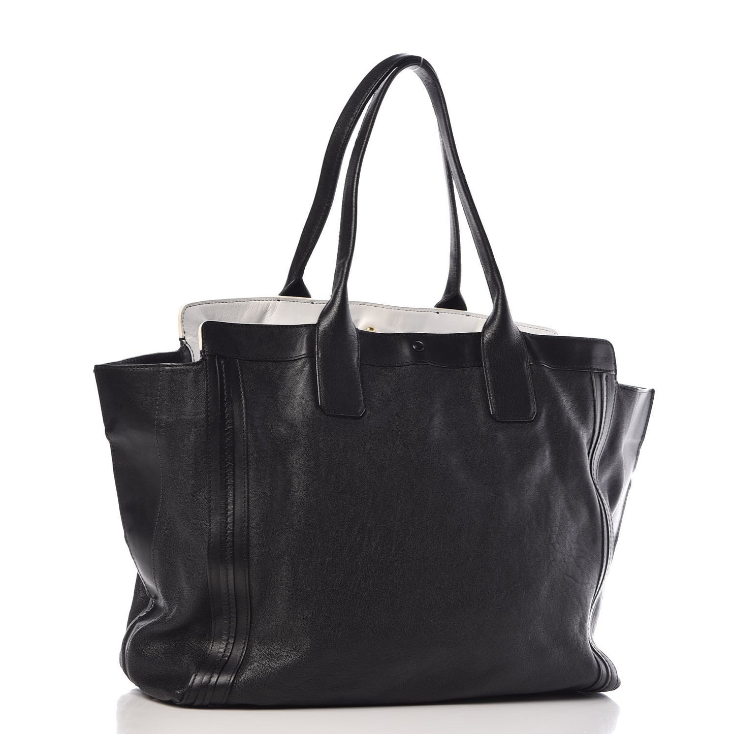 Calfskin Medium Alison East West Tote Black White